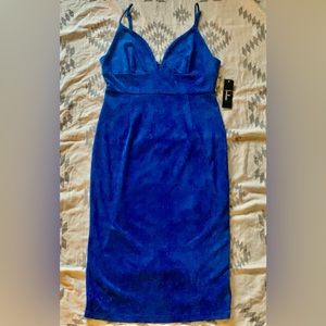 Lulu’s blue suede cocktail dress